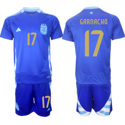 Argentina #17 Alejandro Garnacho Blue 2024-25 Away SoccerJersey Suit