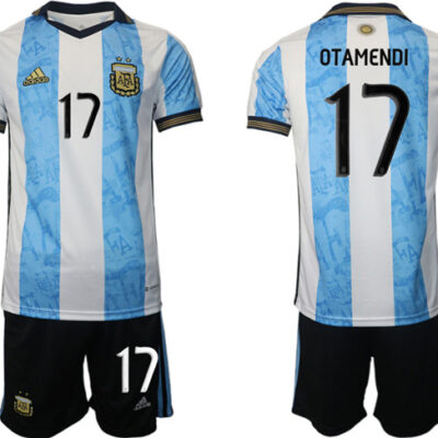 Argentina #17 Otamendi White/Blue Home Soccer Jersey Suit