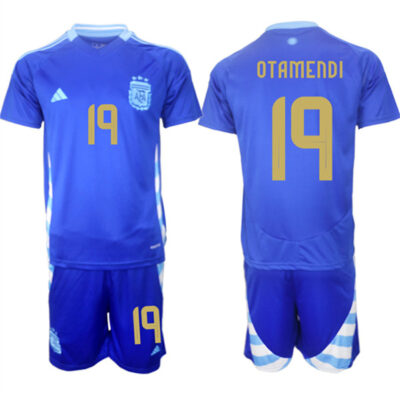 Argentina #19 Nicolas Otamendi Blue 2024-25 Away SoccerJersey Suit