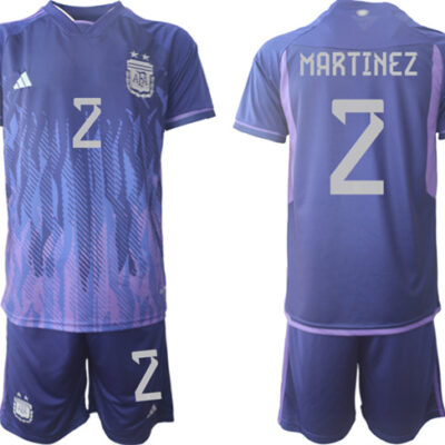 Argentina #2 Martinez Purple 2022 FIFA World Cup Away Soccer Jersey Suit