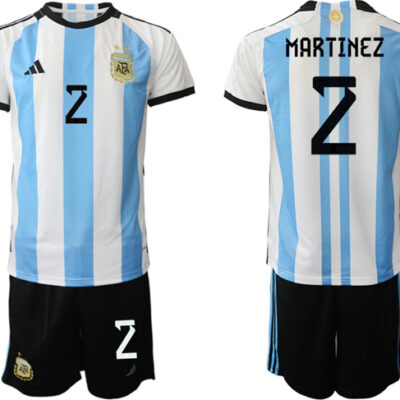 Argentina #2 Martinez White/Blue 2022 FIFA World Cup Home Soccer Jersey Suit