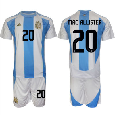 Argentina #20 Alexis Mac Allister White/Blue 2024-25 Home Soccer Jersey Suit