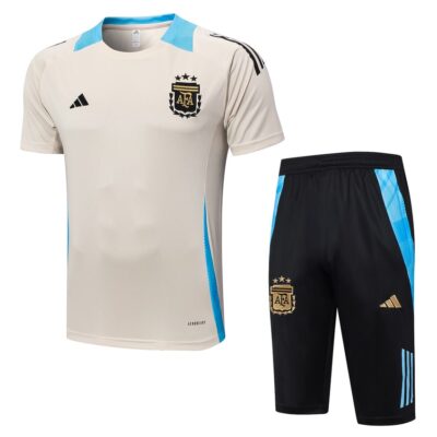Argentina 2024 2025 Beige Soccer Jersey Shorts Set