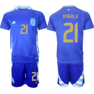 Argentina #21 Dybala Blue 2024-25 Away SoccerJersey Suit