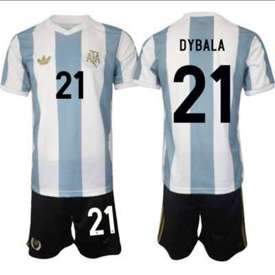 Argentina #21 Dybala White/Blue 2024-25 50th Anniversary Home Soccer Jersey Suit