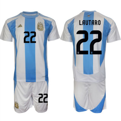Argentina #22 Lautaro White/Blue 2024-25 Home Soccer Jersey Suit