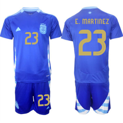 Argentina #23 Emiliano Martinez Blue 2024-25 Away SoccerJersey Suit