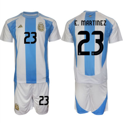 Argentina #23 Emiliano Martinez White/Blue 2024-25 Home Soccer Jersey Suit