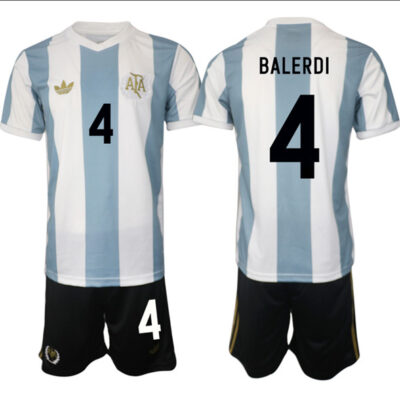 Argentina #4 Leonardo Balerdi White/Blue 2024-25 50th Anniversary Home Soccer Jersey Suit