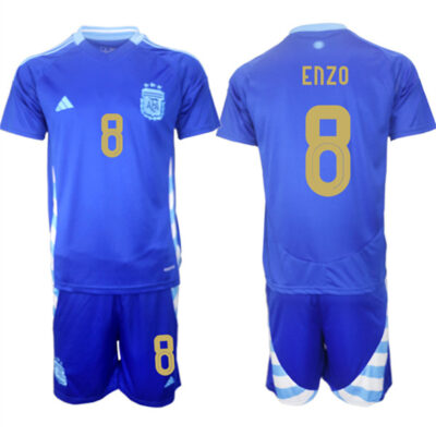 Argentina #8 Enzo Blue 2024-25 Away SoccerJersey Suit