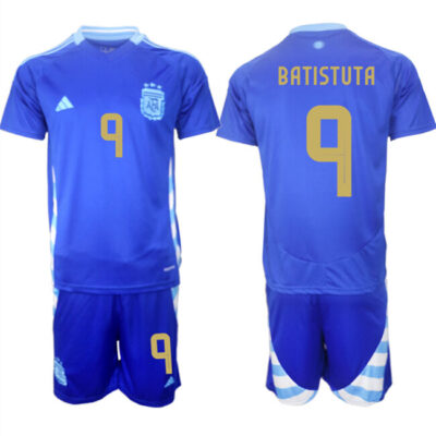 Argentina #9 Gabriel Batistuta Blue 2024-25 Away SoccerJersey Suit