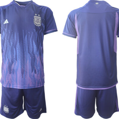 Argentina Blank Messi Purple 2022 FIFA World Cup Away Soccer Jersey Suit