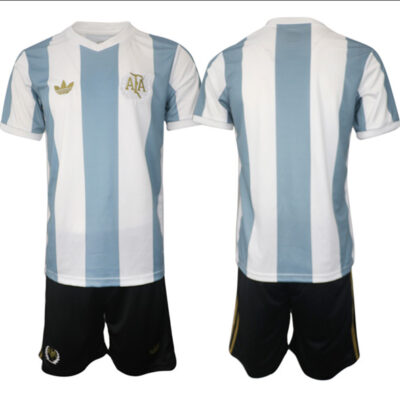 Argentina Blank White/Blue 2024-25 50th Anniversary Home Soccer Jersey Suit