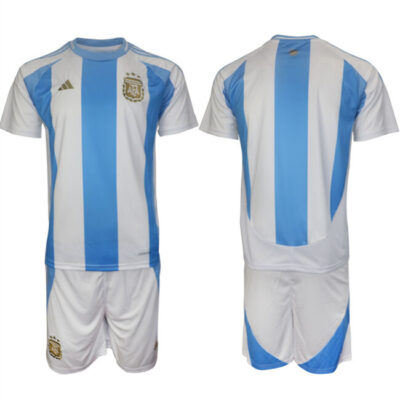 Argentina Blank White/Blue 2024-25 Home SoccerJersey Suit