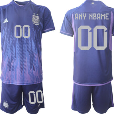 Argentina Custom Purple 2022 FIFA World Cup Away Soccer Jersey Suit