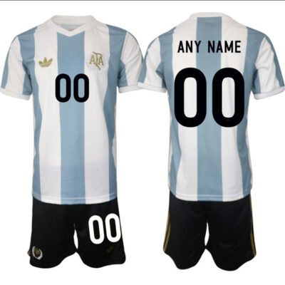 Argentina Custom White/Blue 2024-25 50th Anniversary Home Soccer Jersey Suit