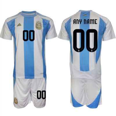 Argentina Custom White/Blue 2024-25 Home Soccer Jersey Suit