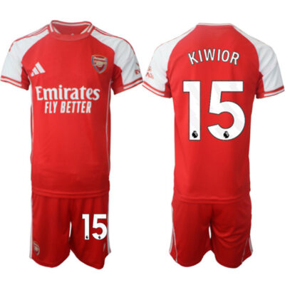 Arsenal F.C #15 Jakub Kiwior Red 2025 Home Soccer Jersey Suit