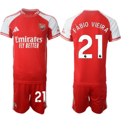 Arsenal F.C #21 Fabio Vieira Red 2025 Home Soccer Jersey Suit