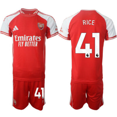 Arsenal F.C #41 Declan Rice Red 2025 Home Soccer Jersey Suit