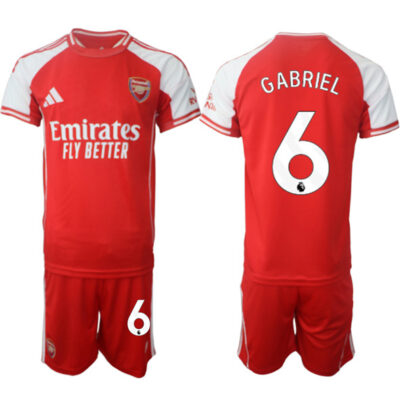 Arsenal F.C #6 Gabriel Red 2025 Home Soccer Jersey Suit
