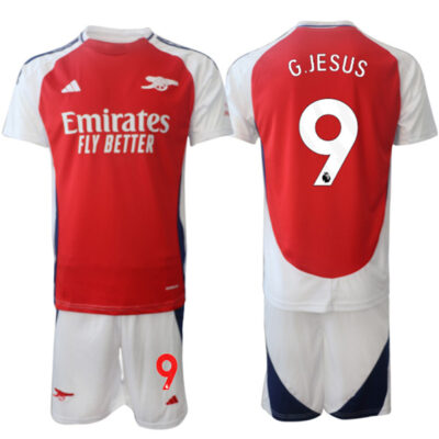 Arsenal F.C #9 Gabriel Jesus 2024 Red Home Soccer Jersey Suit