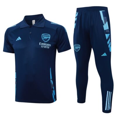 Arsenal Polo + Pants 2024 2025 Blue Training Tracksuit