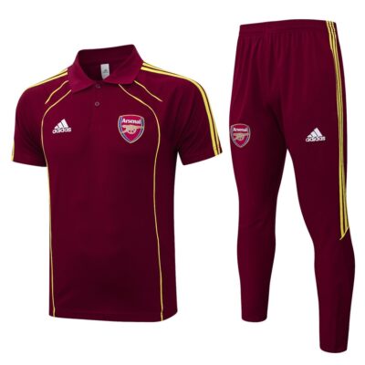 Arsenal Polo + Pants 2025 2026 Dark Red Training Tracksuit