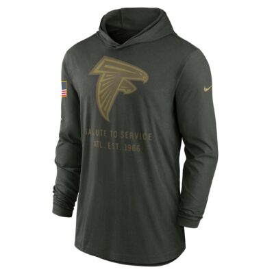 Alternative view of Atlanta Falcons 2025 Salute to Service Sideline Dri-FIT Lightweight Hooded Pullover - Forest Green