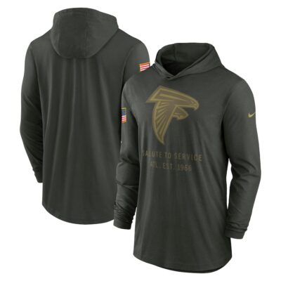 Atlanta Falcons 2025 Salute to Service Sideline Dri-FIT Lightweight Hooded Pullover - Forest Green
