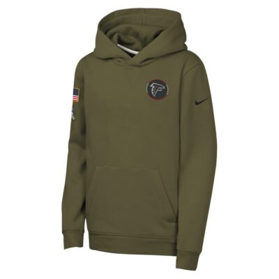 Alternative view of Atlanta Falcons Youth 2025 Salute to Service Club Fleece Hoodie - Olive