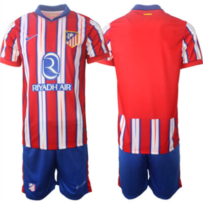 Atletico de Madrid Custom 2024-25 Red/White Home Soccer Jersey Suit