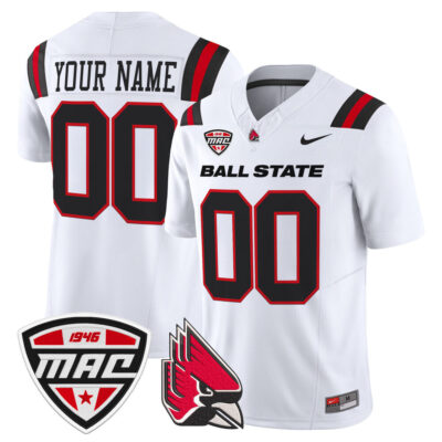 Ball State Cardinals 2025 Vapor Limited Custom Jersey - White
