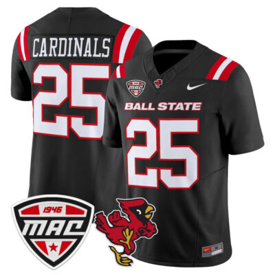 Ball State Cardinals 2025 Vapor Limited Jersey - Black #25 Cardinals