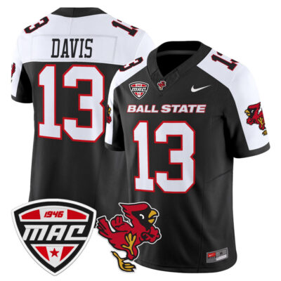 Ball State Cardinals 2025 Vapor Limited Jersey - Black Alternate Nate Davis