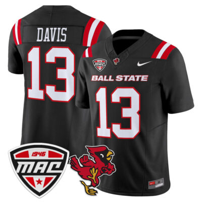 Ball State Cardinals 2025 Vapor Limited Jersey - Black Nate Davis