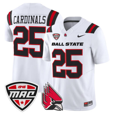 Ball State Cardinals 2025 Vapor Limited Jersey - White #25 Cardinals