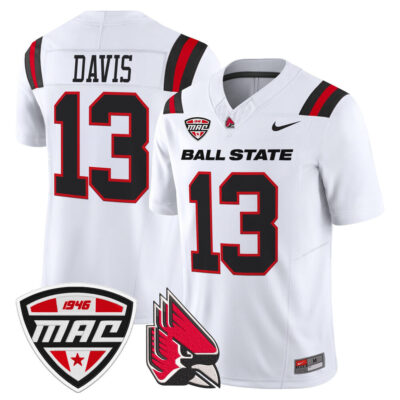 Ball State Cardinals 2025 Vapor Limited Jersey - White Nate Davis