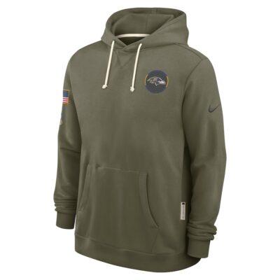Alternative view of Baltimore Ravens 2025 Salute to Service Sideline Standard Issue Dri-FIT Hoodie - Olive
