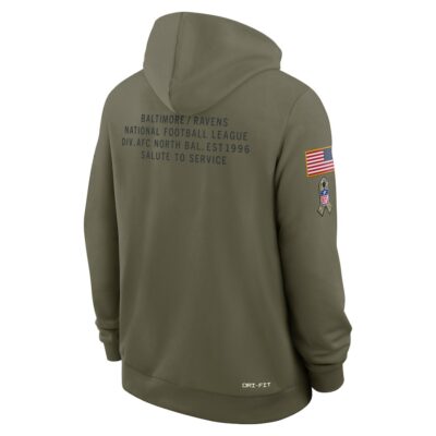 Baltimore Ravens 2025 Salute to Service Sideline Standard Issue Dri-FIT Hoodie - Olive - Image 3