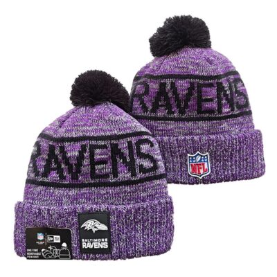 Baltimore Ravens Cuffed Knit Hat with Pom