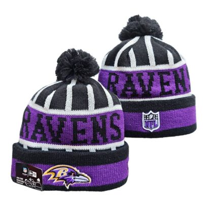 Baltimore Ravens Cuffed Knit Hat with Pom
