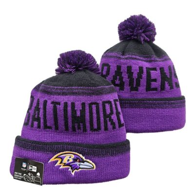 Baltimore Ravens Cuffed Knit Hat with Pom
