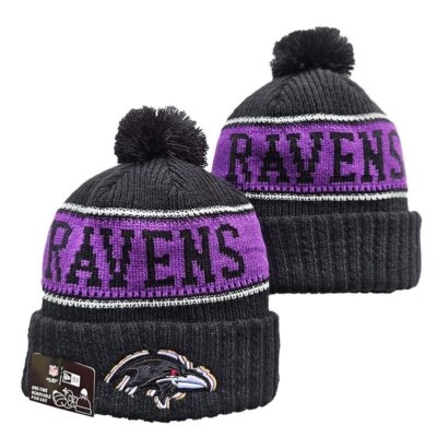 Baltimore Ravens Cuffed Knit Hat with Pom