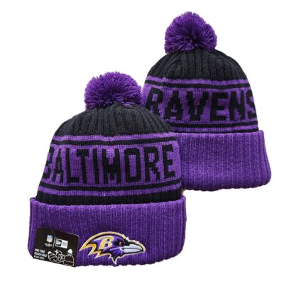 Baltimore Ravens Cuffed Knit Hat with Pom