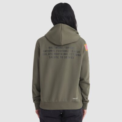 Alternative view of Baltimore Ravens Women's 2025 Salute to Service Sideline Standard Issue Dri-FIT Hoodie - Olive