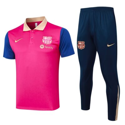 Barca Polo + Pants Training Tracksuit 2024 2025 Pink