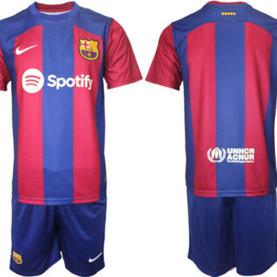 Barcelona Custom 2023/24 Blue/Red Home Soccer Jersey Suit