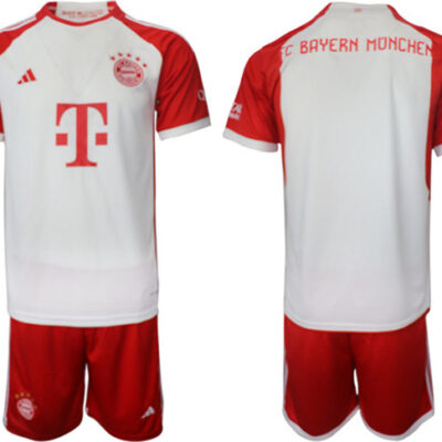 Bayern Munich Custom 2023/24 White/Red Home Soccer Jersey Suit