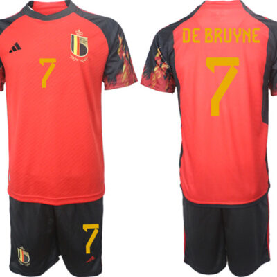 Belgium #7 De Bruyne Red 2022 FIFA World Cup Home Soccer Jersey Suit